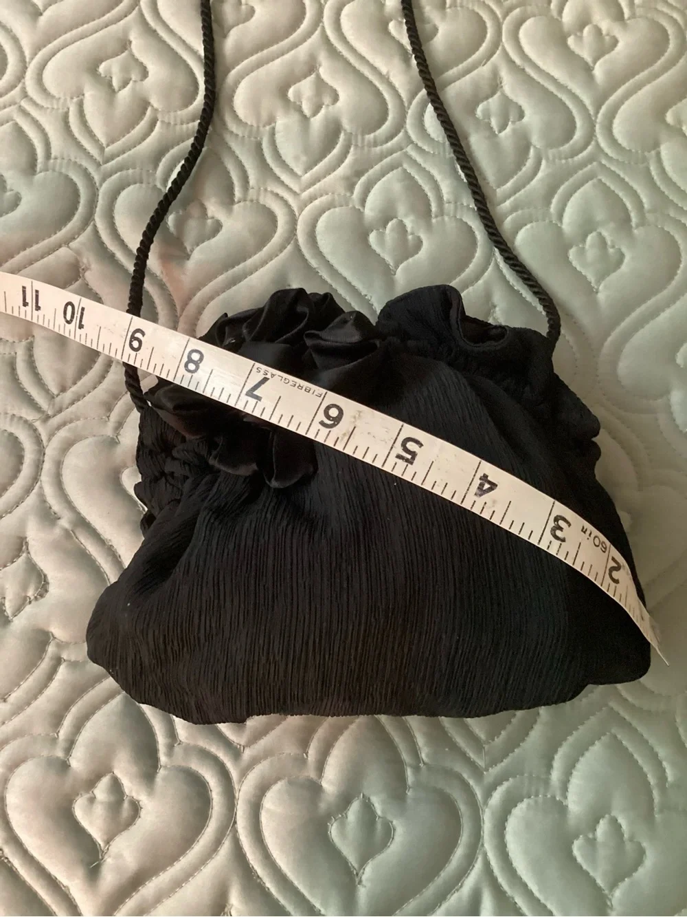 Boutique, fun, dressy Black Satin Clutch w/shoulder strap